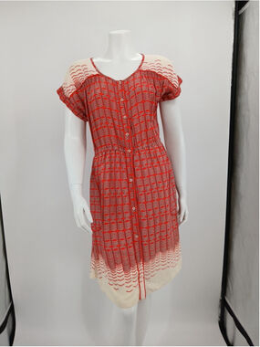 Anthropologie Veronia Shirtdress by Maeve S Red Geometric Pockets Cottagecore